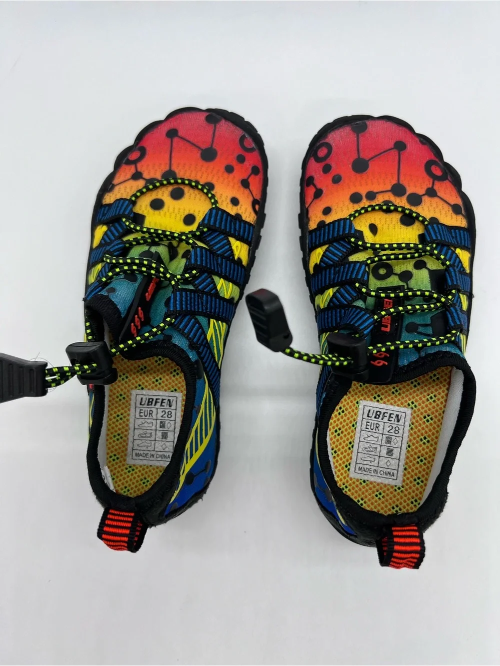 UBFEN Kids Unisex Slip On Quick Dry Multicolor Water Shoes Size 11